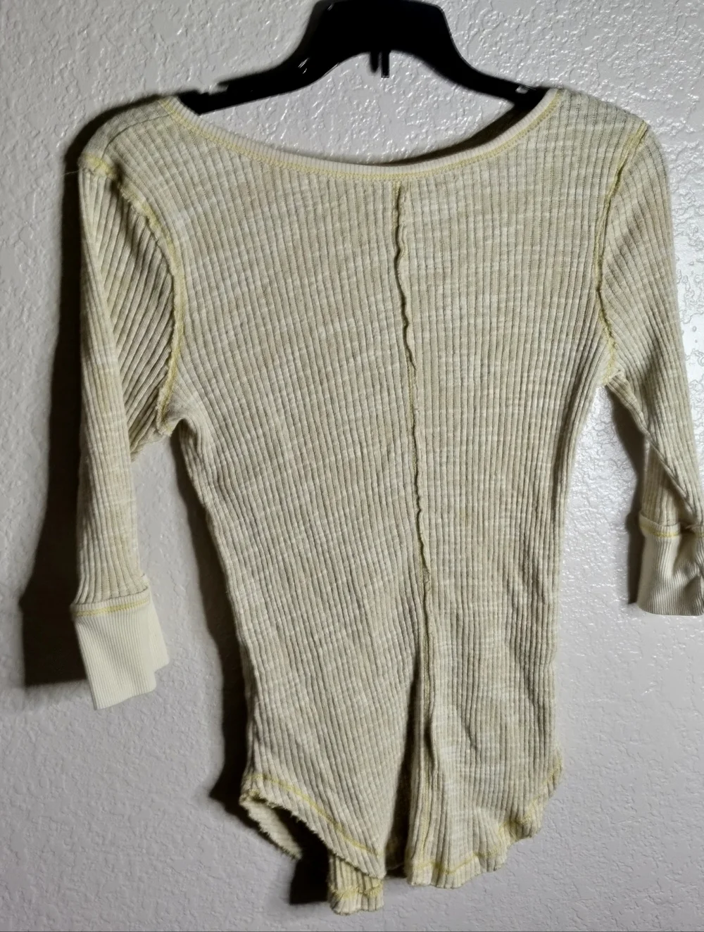 Free People We The Free Thermal Top 3/4 Sleeves Cream Sz M